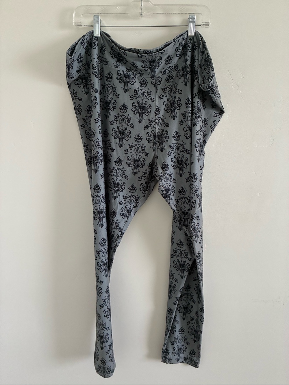 Disney Grey Leggings with Black Damask Print